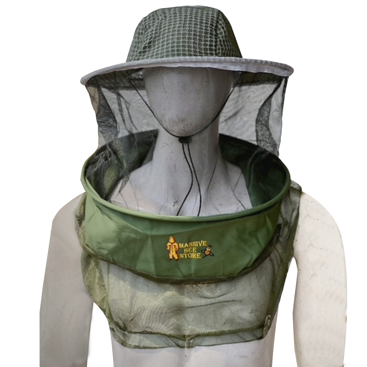 Massive Bee Store Three Layer Ventilated Beekeeping Veil in Round (3-Layer Hat, Olive Green)