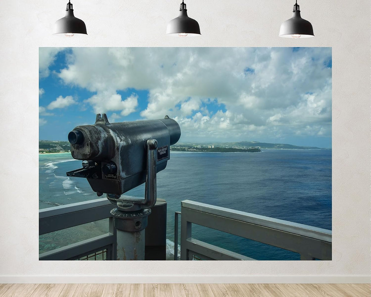 TryKid 8x6ft Ocean Viewfinder Backdrop Blue Sky White Clouds Coastal Landscape Photography Background Beach Themed