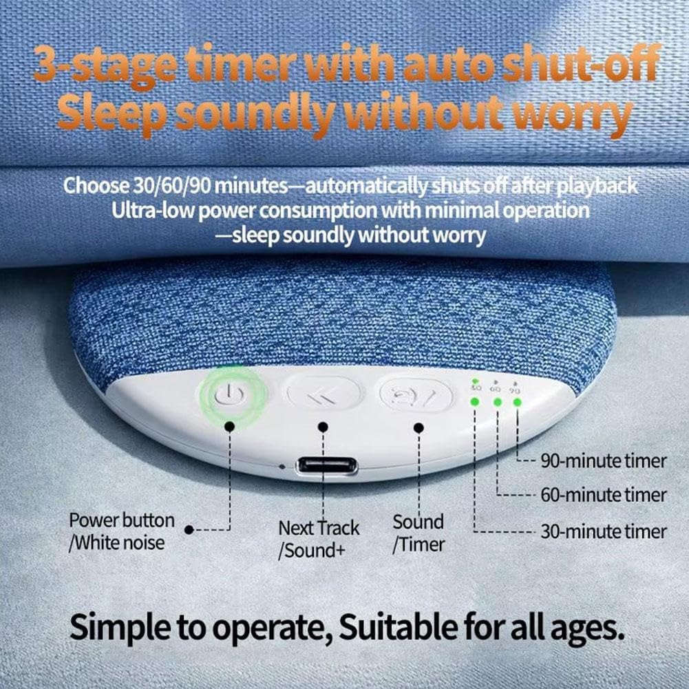 Generic Sleep Pillow Speaker, Bluetooth Under Pillow Speaker for Sleeping with White Noise and Timer for Adults Side