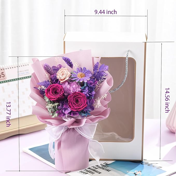lovenfold Flowers for Delivery,Preserved Flowers Bouquets,Purple Rose Bouquets That Last 1-3 Years,Birthday Flowers Gifts for Women Mom Grandma Wife Friends
