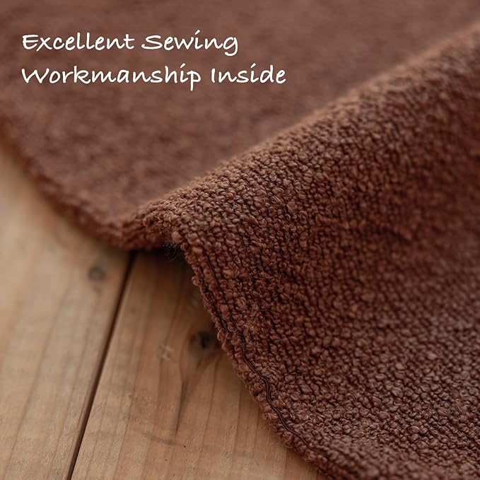GEEORY Decorative Throw Pillow Covers 20x20 Inch Pack of 2,Textured Boucle Neutral Cushion Cases for Bed Couch Sofa, Accent Mordern Farmhouse Minimalist Home Decor (Tobacco Brown) GE06-20