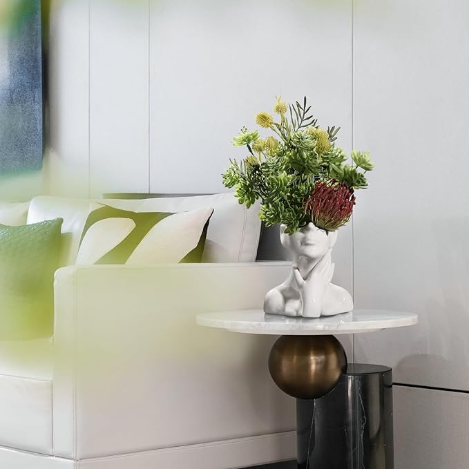 XSMXLNKWL Ceramic Face Vase White Flower Vase for Decor, Female Face Vase Art, Modern Decorative Vase Centerpiece for Table, Shelf, Living Room, Office, Bedroom, Small