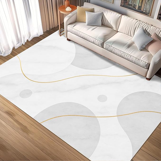Minimalist Marble Rug - 2x3 Rug, Abstract Marble Bath Rugs, Modern Luxury Doormat, Washable & Non Slip Small Rugs Home Decor