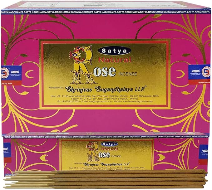 Natural Rose Incense Sticks and Incense Stick Holder Bundle Insence Satya