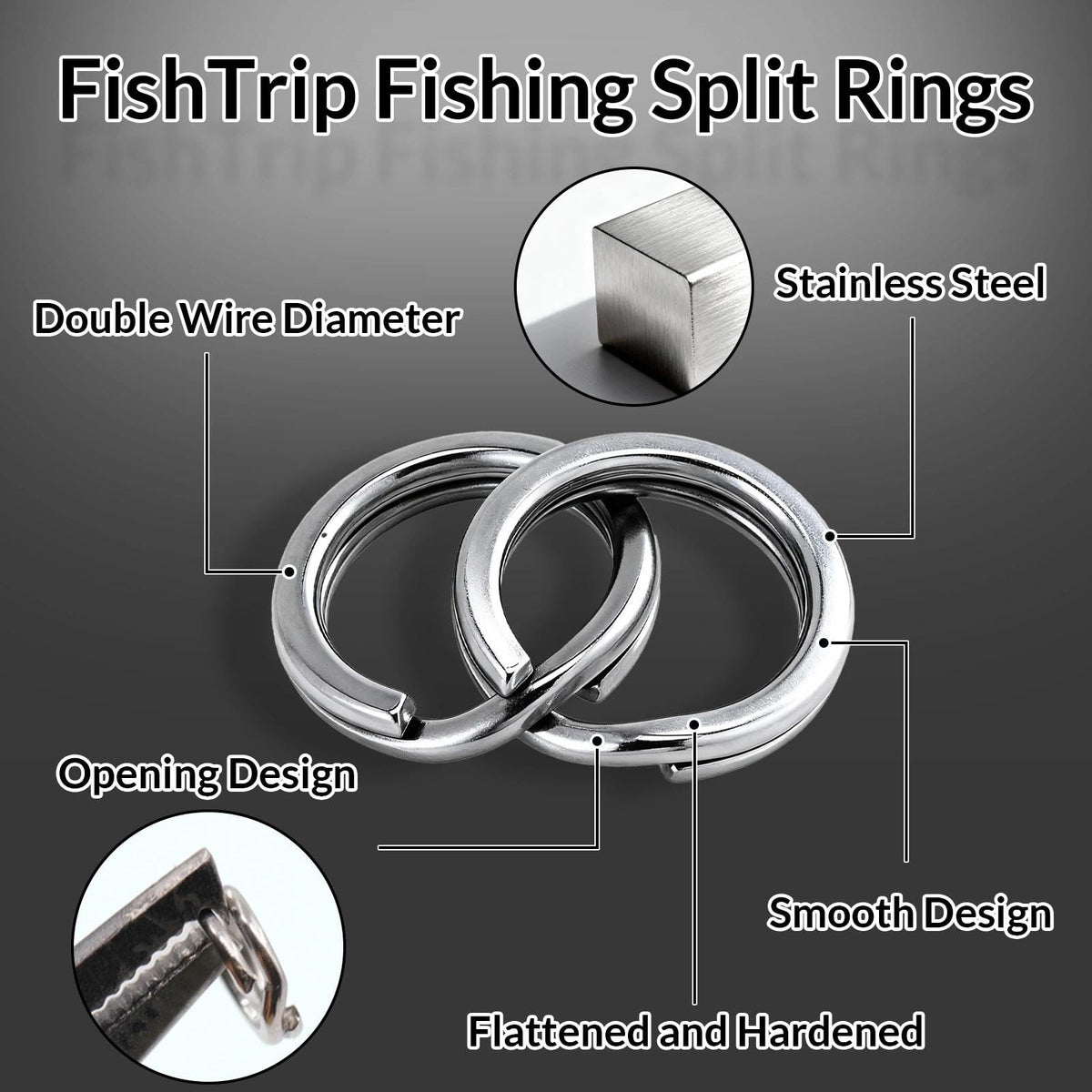 FishTrip 50/100/200Pcs Fishing Split Rings Heavy Duty for Saltwater