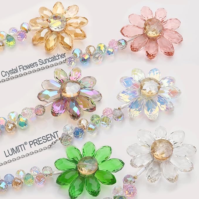 6pcs Crystal Sunflower Suncatchers Hanging Ornaments, Rainbow Maker Sun Catchers Indoor Window Outdoor Patio Garden Decor Gifts (Multicolor)