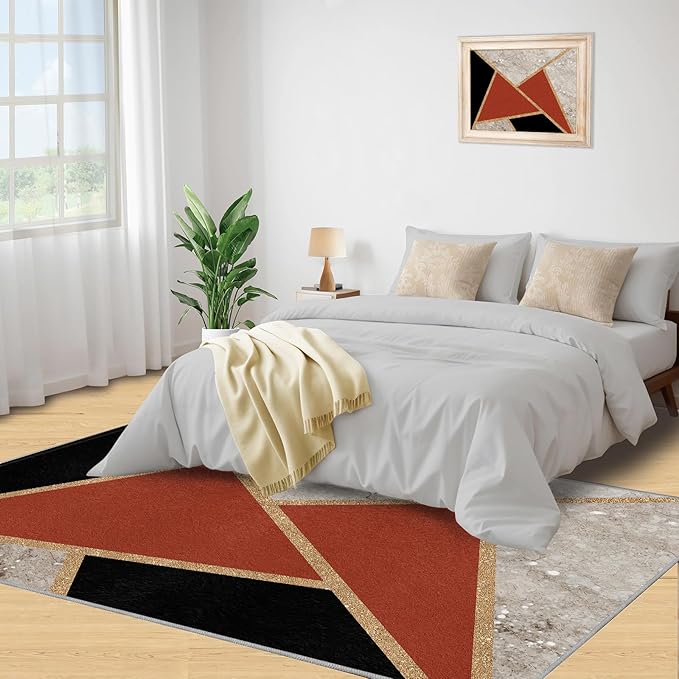 Geometric Marble Carpet Abstract Marble Texture Area Rugs 3D Modern Geometry Area Carpet Irregular Geometric Art Rug for Living Room Dining Room 5x7ft