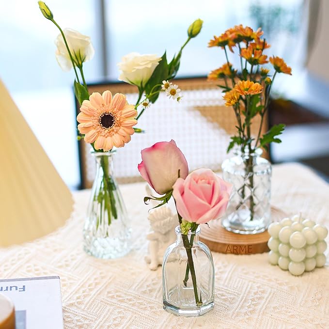 Arme Glass Bud Vase Set of 60 Pcs, Small Clear Glass Bud Vases in Bulk for Flowers, Rustic Wedding Centerpieces and Vintage Decorations, Perfect for Home, Table and Events with Elegant Design