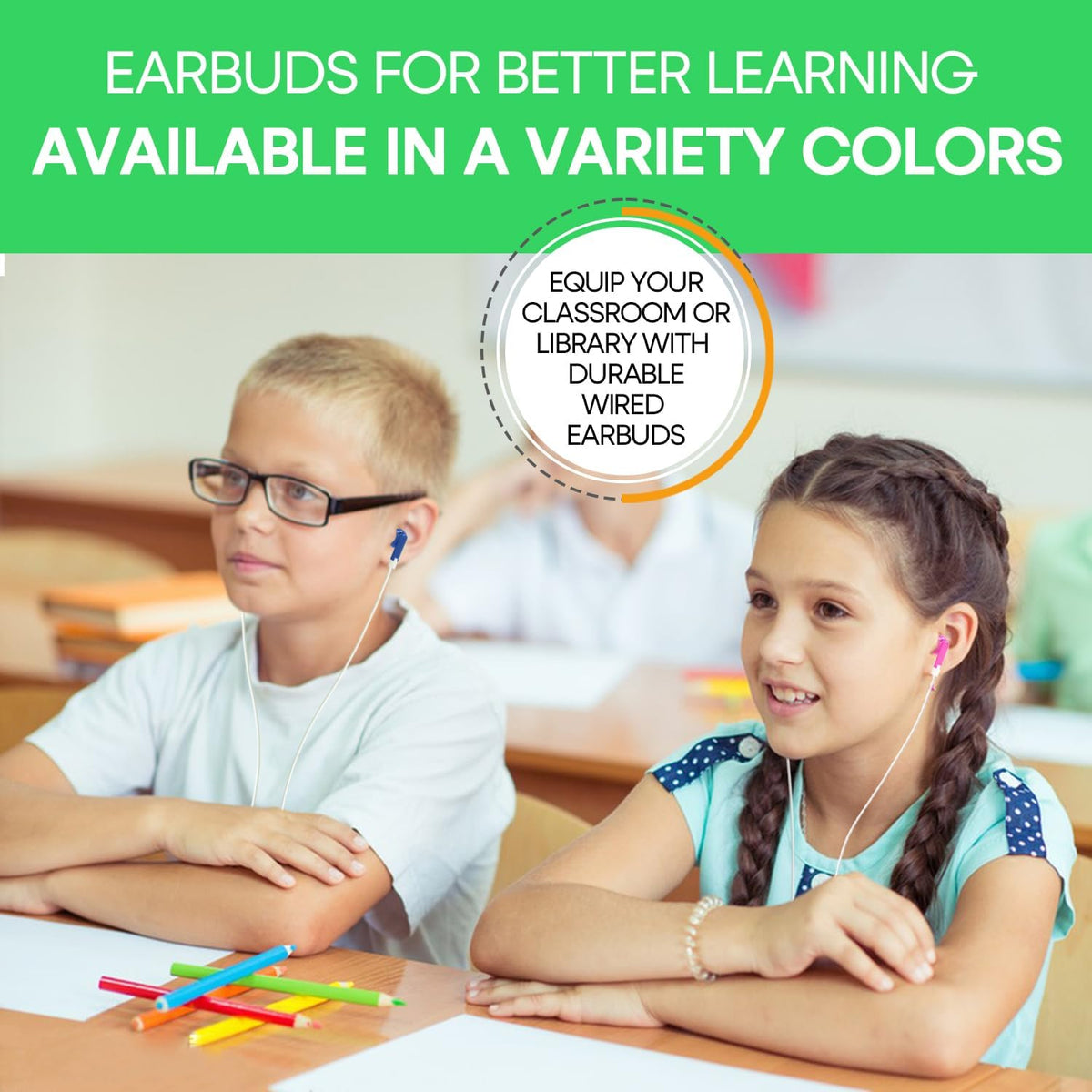 Waneni 30 Pack Set Colors,30 Pack) Wholesale Bulk Earbuds Headphones Class for School Classroom Students Kids Children
