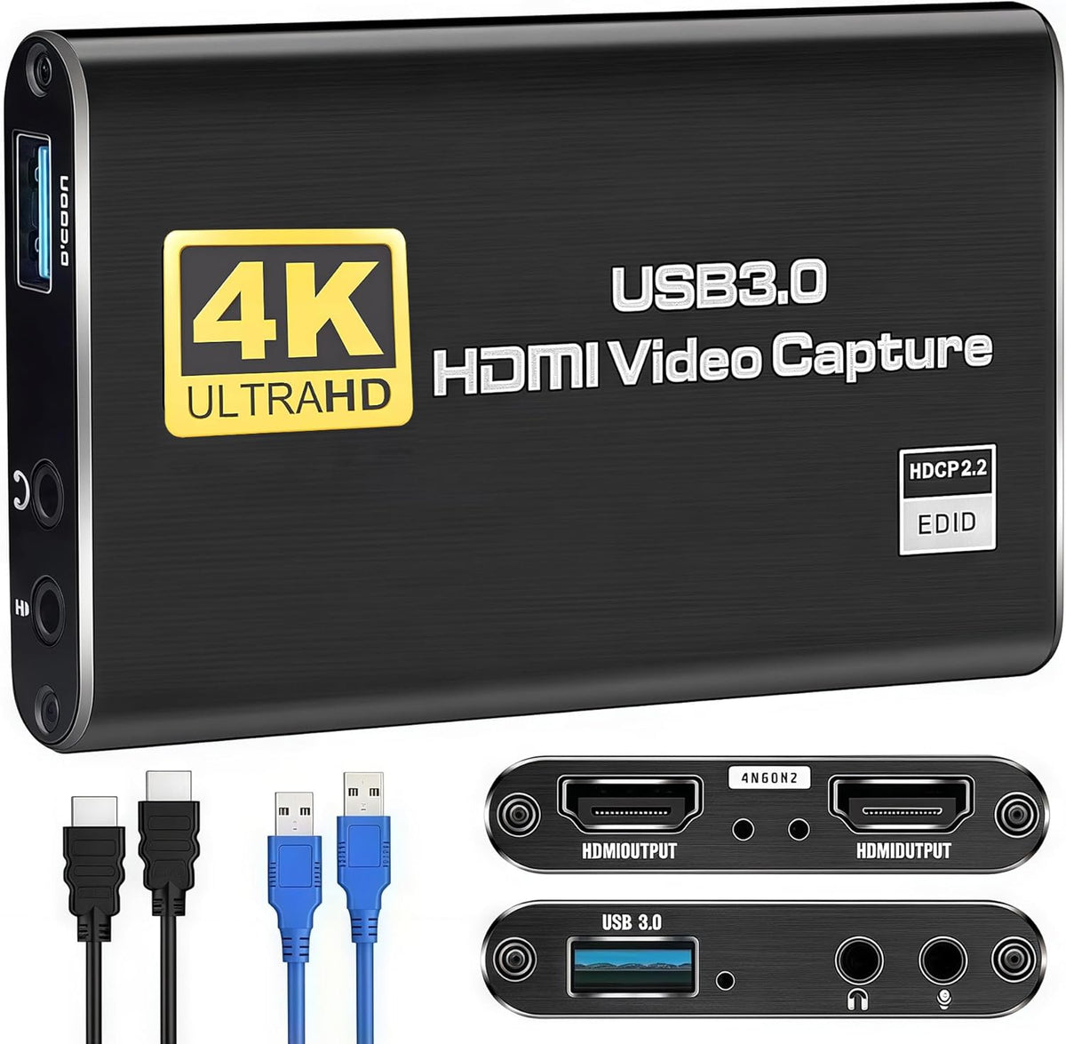 GRACETOP 4K 1080P 60FPS, 3.0 Camera/Xbox/PS4/PS5/PC/OBS Capture Card Switch, HDMI Video Capture Card, HDMI to USB
