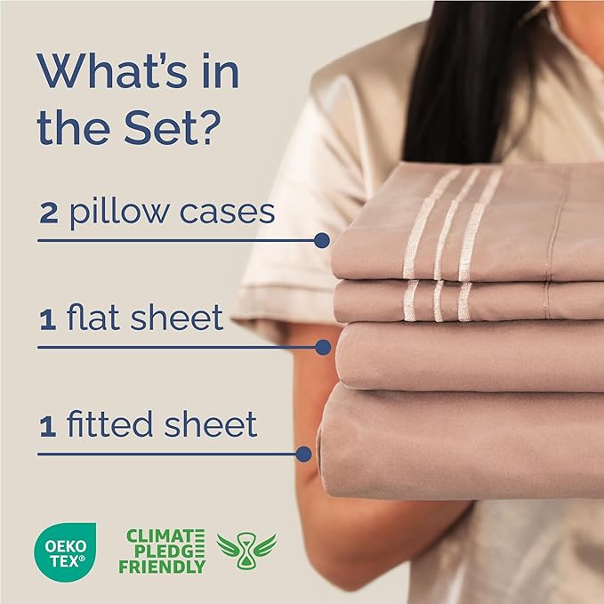 Full Size 4 Piece Sheet Set - Comfy Breathable & Cooling Bed Sheets Set - Hotel Luxury Bedding for Women, Men, Kids, Teens, Boys & Girls - Deep Pockets, Ultra-Soft and Wrinkle Free - Oeko-Tex - Mauve