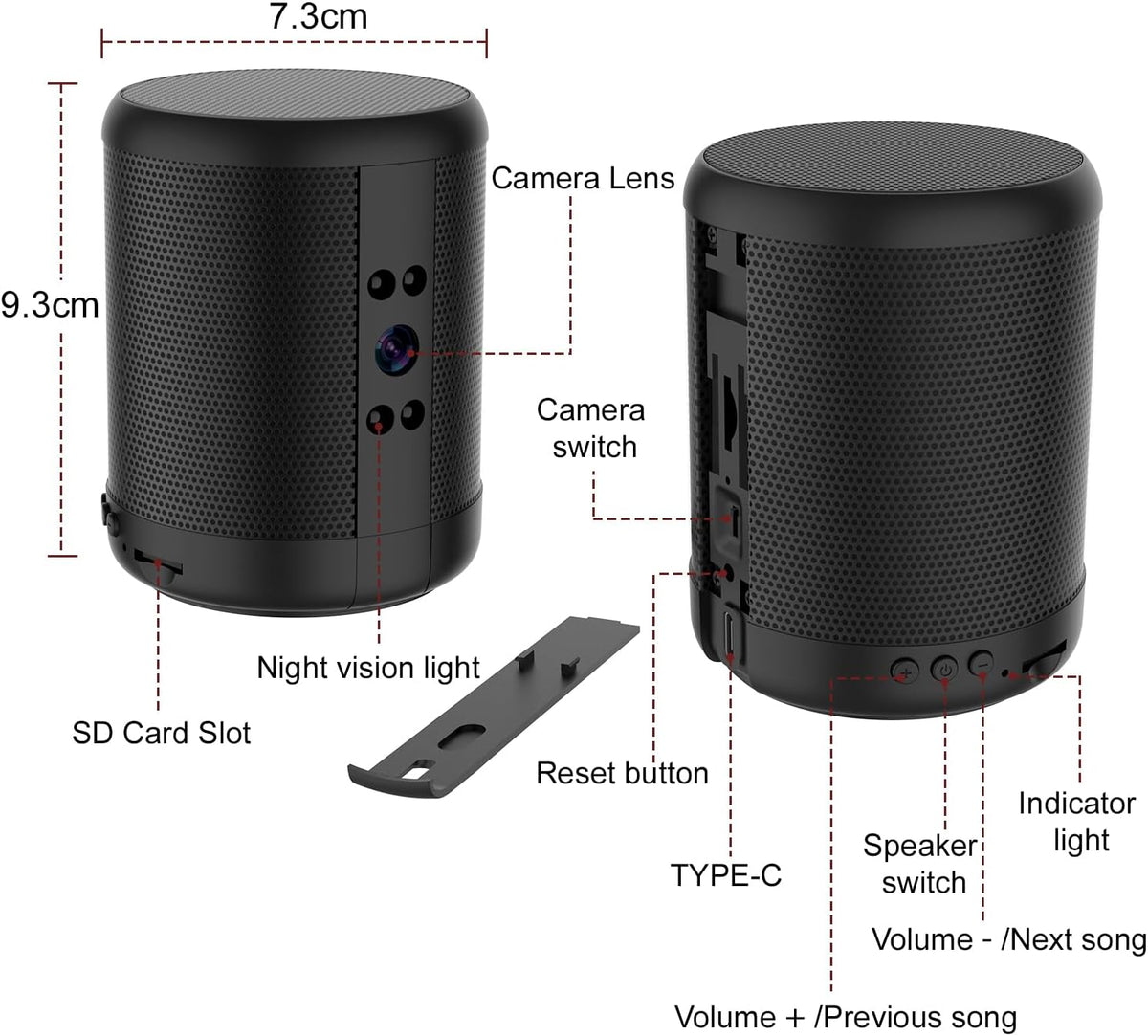 TnoxHD 24/7 Indoor Camera Bluetooth Speaker, HD Wireless Home Security Camera with Night Vision, Motion Detection
