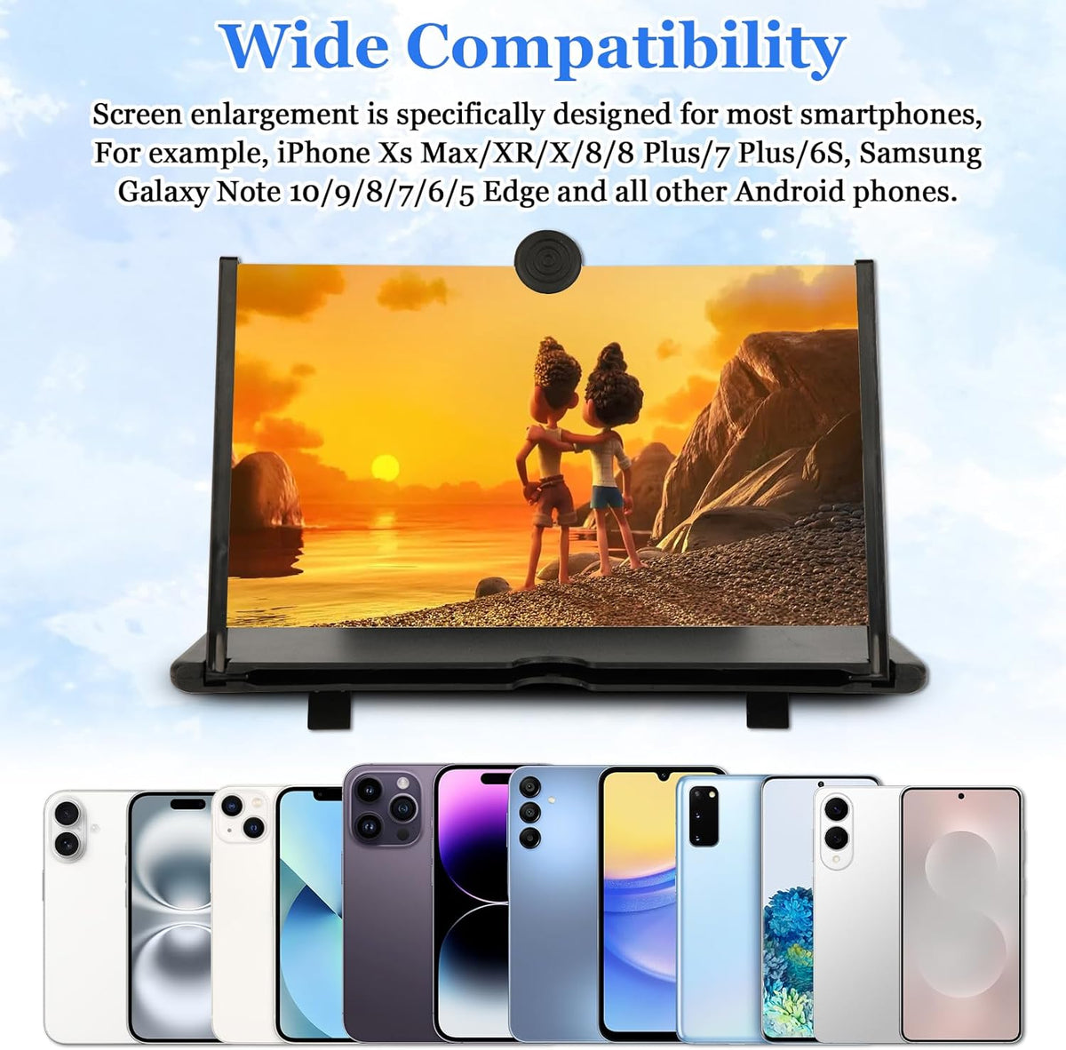 12" 3D 12inch) Screen Amplifier for Cell Phone, HD Amplifiers Projector Horizontal Screen Enlarger for Movies, Videos