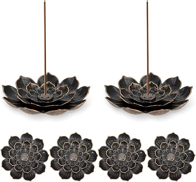6 Pieces Incense Holder Lotus Incense Stick Holder Burner for Home Fragrance Yoga Sauna SPA Vintage Flower Shaped Multihole Holders for Stick
