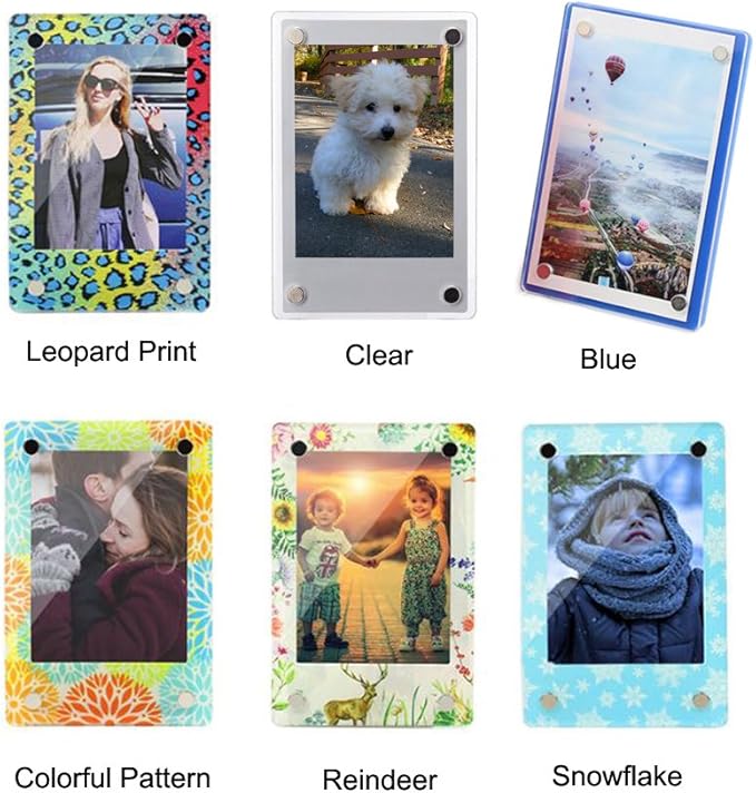 FoRapid 3" Dual Sided Clear Acrylic Refrigerator Magnetic Photo Frame, Frameless Display Compatible with Fujifilm Mini 9 8 8+ 2x3 Photo