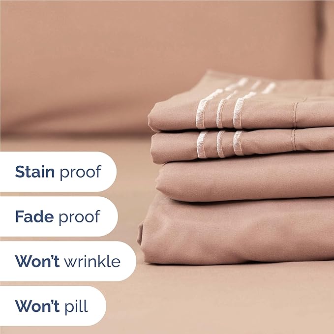 Twin XL Size 3 Piece Sheet Set - Comfy Breathable & Cooling Bed Sheets Set - Hotel Luxury Bedding for Women, Men, Kids, Teens, Boys & Girls - Deep Pockets, Ultra-Soft, Wrinkle Free - Oeko-Tex - Mauve