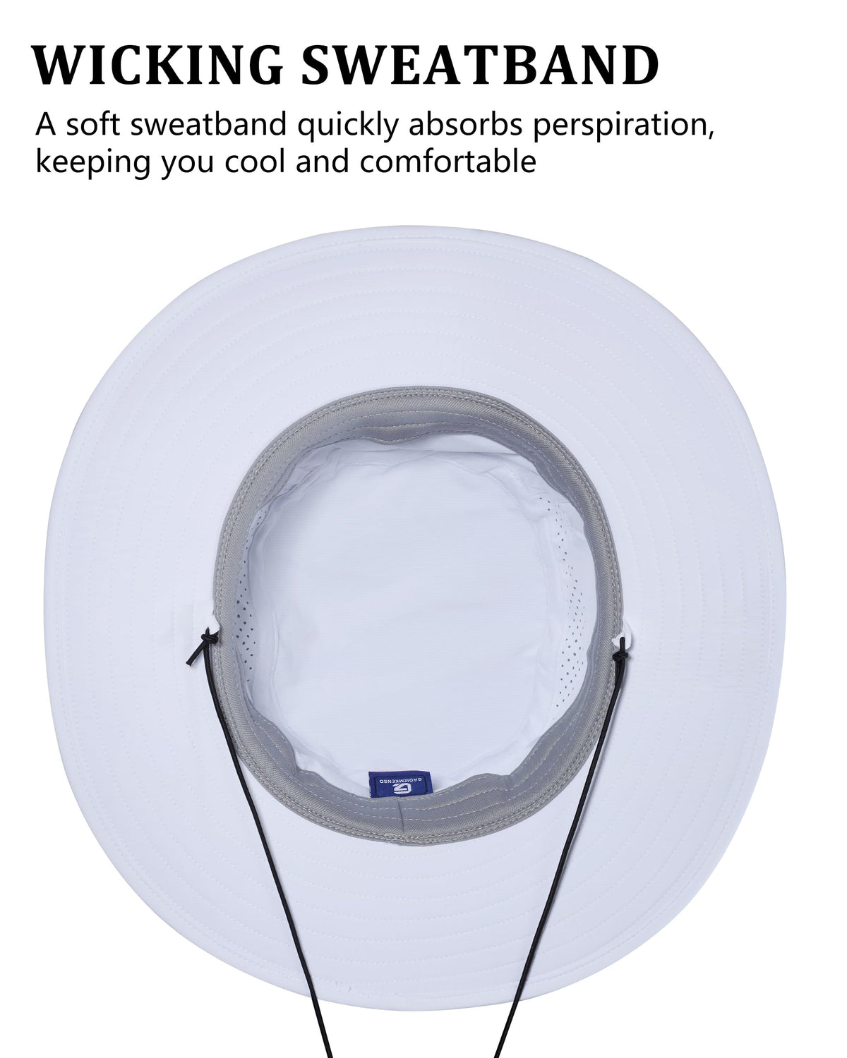 GADIEMKENSD UV Protection Bucket Hat for Men & Women, Wide Brim Sun Hats for Fishing Hiking, Breathable Quick-Dry Cooling Safari, Water-Repellent Bonnie Sunhat for Beach Golf Garden Travel White