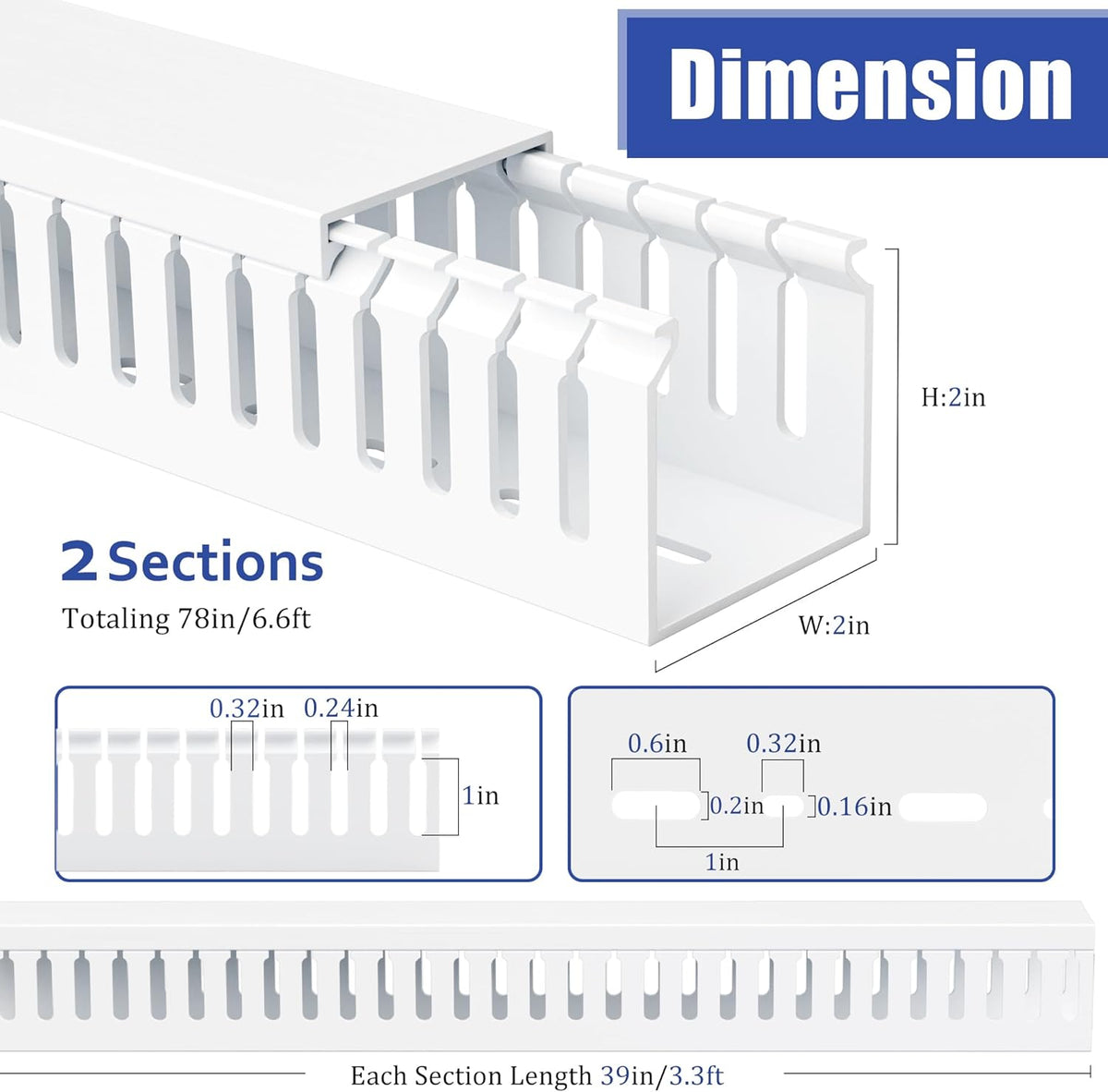 ZhiYo 2x2in Professional Server Rack Cable Management Raceway, Cable Raceway Kit, Electrically Safe PVC Open Slot Wire