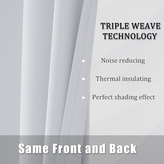 DUALIFE Greyish White Solid Curtain Panels with Grommet for Small Windows 54 Inches Length Thermal Insulated Window Treatment Blackout Curtain Drapes for Bedroom 38x54 Inch Length,2 Panels