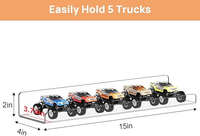 upsimples 8 Pack Acrylic Shelves Wall Organizer and Storage, 15" Display Shelf for Figure, Toy Cars, Perfume, Kids Bookshelf for Bedroom, Nursery, Craft Room, Clear