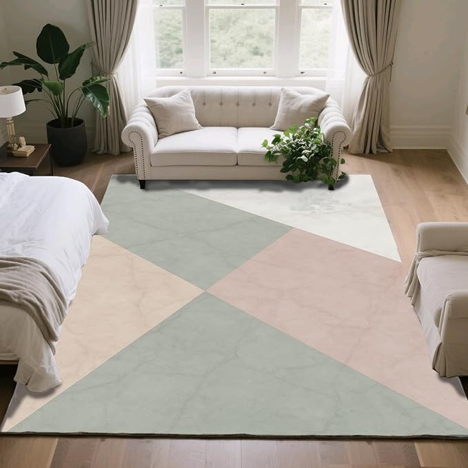 Modern Marble Rug - 6x9 Area Rugs, Minimalist Marble Kids Rugs, Abstract Luxury Area Rug, Washable & Non Slip Large Rug Home Decor