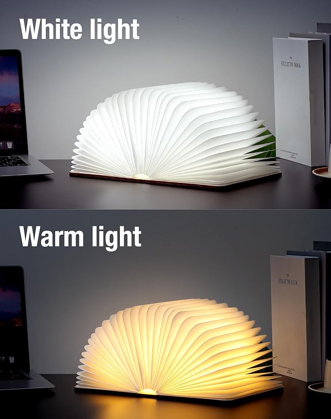 8.3 Inch Wooden Book Lamp, Book Lovers Gifts,Teacher Appreciation Gifts for Women, LED Ambient Lighting, Magnetic Mood Lighting for Home&Library Decor (Walnut)