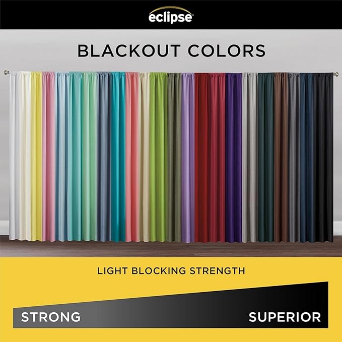 ECLIPSE Kendall Modern Blackout Thermal Rod Pocket Window Curtain for Bedroom or Living Room (1 Panel), 42" x 95", Pool