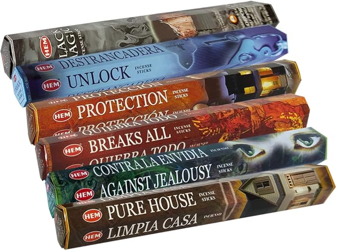 Hem Incense Sticks Variety Pack #21 and Incense Stick Holder Bundle with 6 Witchcraft Themed Fragrances