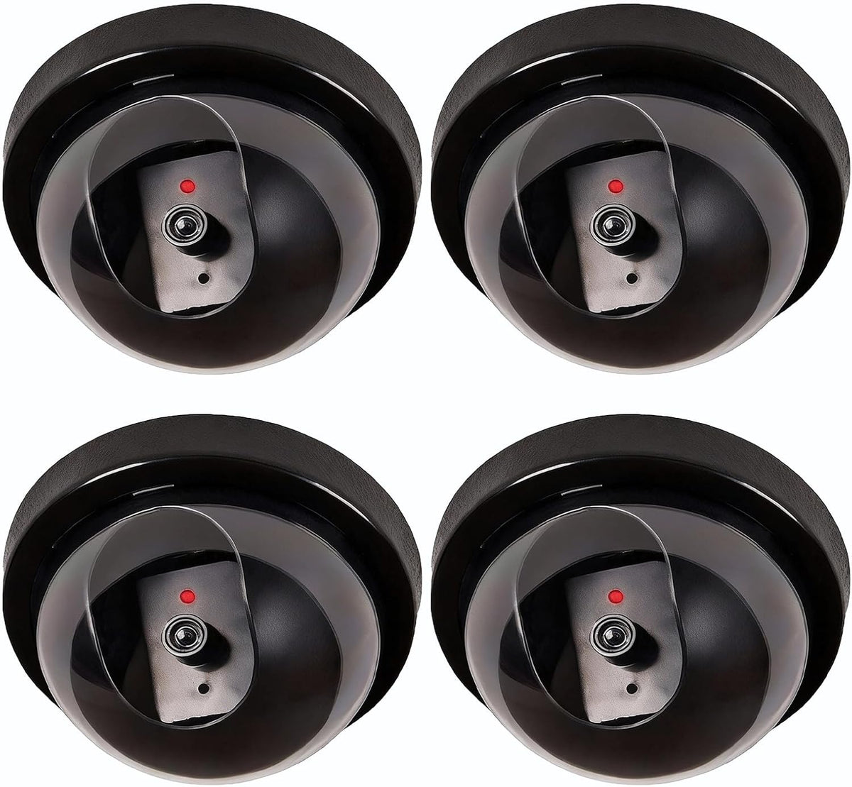 WALI Dummy (SD-4), 4 Packs, Fake Security CCTV Dome Camera with Flashing Red LED Light with Security Alert Sticker
