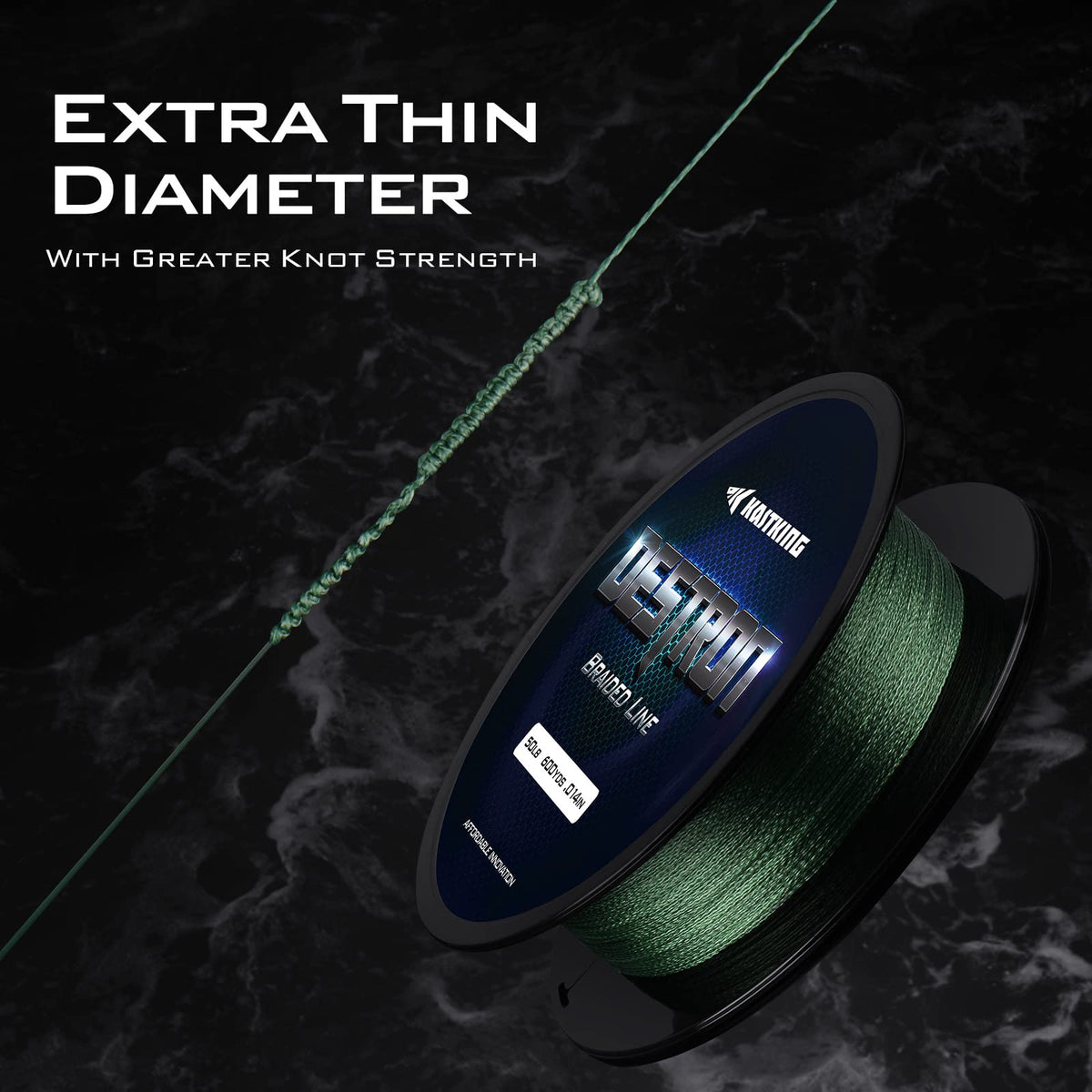 KastKing Destron Braided Fishing Line, Coastal Blue, 4 Stands, 65LB, 600Yds