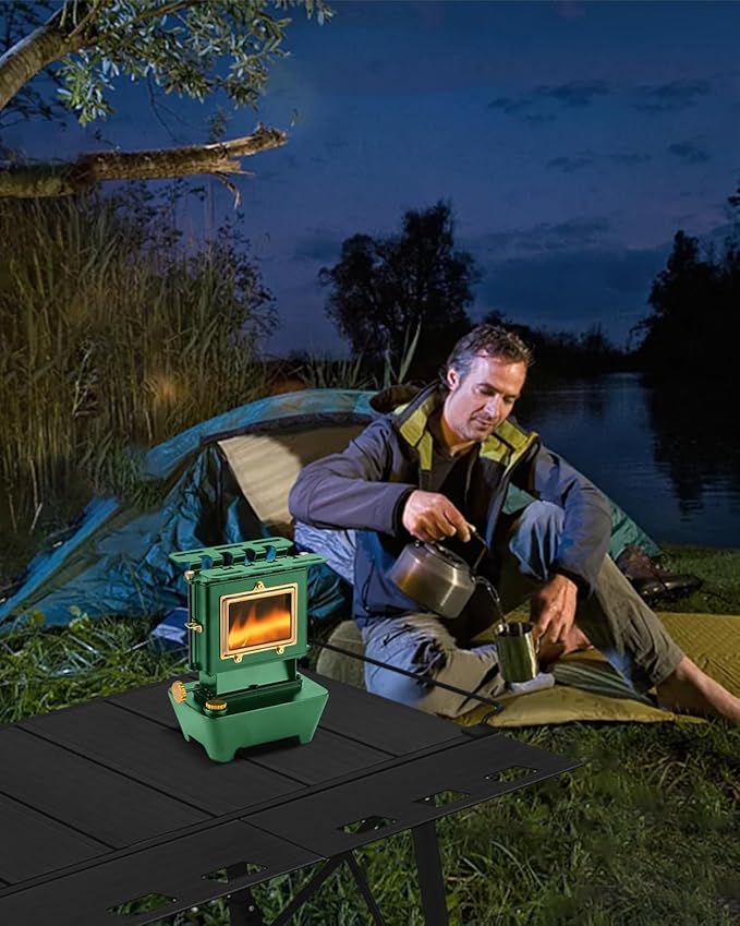 Camping Oil Lantern，Oil Lamp with Cooker Stove，Fuel Lamp for Outdoor，Portable Oil Lamp，Portable and Convenient for Heating and Cooking (Greeen)
