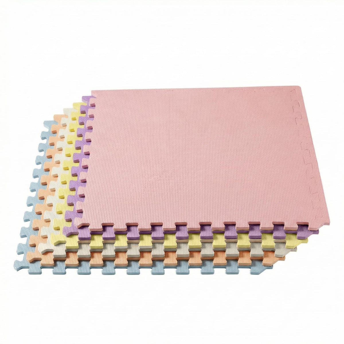 We Sell Mats 3/8" Thick Multipurpose EVA Foam Exercise Floor Mat, Interlocking Tiles, Anti-Fatigue for Home or Gym, 24 in x 24 in, 12 Tiles, Pastel
