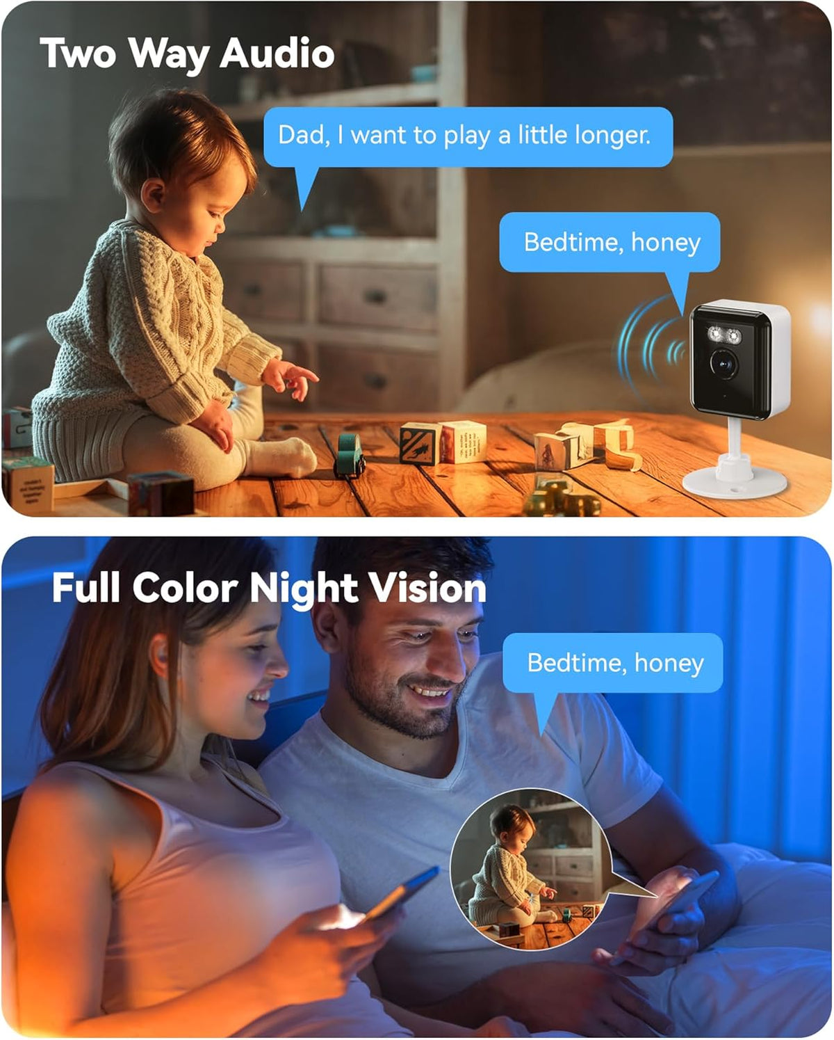 Gianteye 2K 2.4/5GHz 6 2 Cameras for Home Security, Wi-Fi Indoor Camera for Dog/Pet/Nanny/Baby with US Phone App, AI