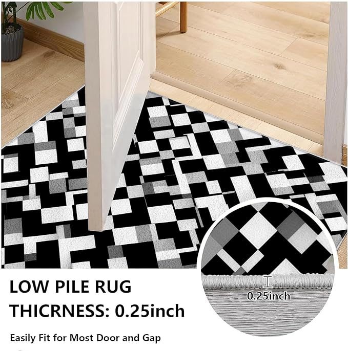 Black White and Grey Rug - Geometric Area Rug, Area Rugs 3x5, Modern Abstract Rugs, Irregular Block Splicing Carpet Washable Non Slip Home Decor Carpet for Living Room