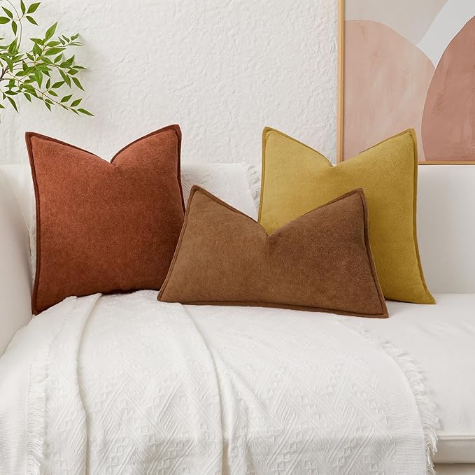 Kevin Textile Waterproof Decorative Pillow Covers Mustard Yellow 26x26 Inch Pack of 2 Soft Boucle Textured Euro Pillowcases Elegant Accent Pillows for Couch Sofa Chair Bed Home Decor Indoor Outdoor
