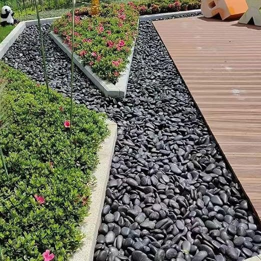 20lbs Black Pebbles for Landscaping, 2-3 Inch High Polished Natural Large River Rocks for Plants, Decorative Stones Vase Filler Fish Tank Aquariums Garden Outdoor and Indoor DIY