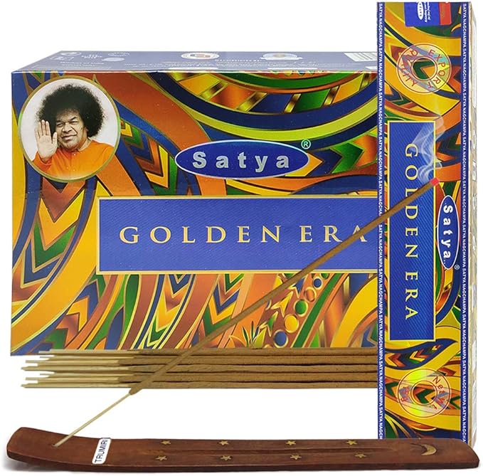 Golden Era Incense Sticks and Incense Stick Holder Bundle Insence Insense Satya