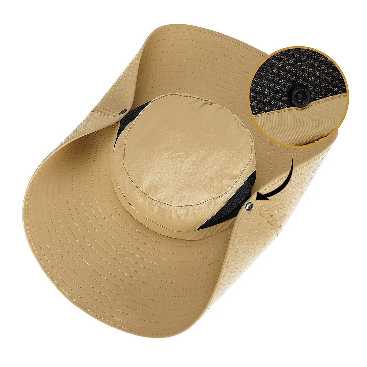 Leotruny Women Super Wide Brim Sun Hat UPF50+ Waterproof Bucket Hat for Fishing, Hiking, Camping (C01-khaki)