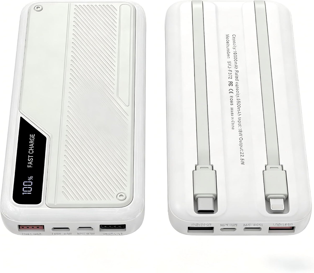 10000mAh 5500mAh) Power Bank (Rated with Dual Built-in USB-C Cables, Slightly Heavy Design and No Fast-Charging Support