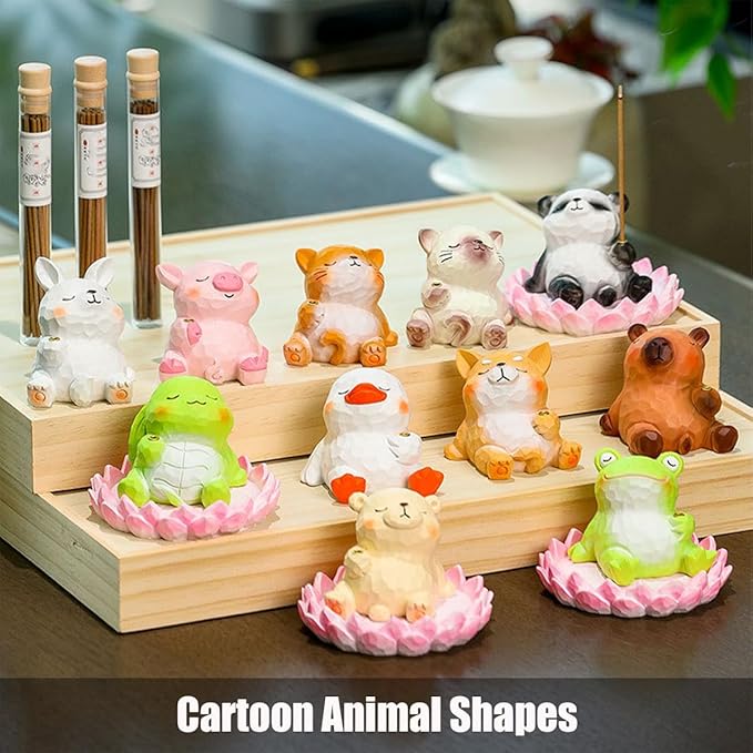 Lotus Panda Incense Holder Cute Animal Figurine Incense Burner Flower Stand Ash Catcher Creative Cartoon Resin Panda Statue for Home Room Decor Meditation Yoga Spa