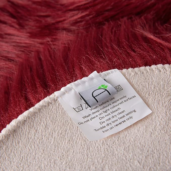 Ashler faux fur rug, Fluffy Shaggy Area Rug Ultra Soft 3 x 5 Feet Rectangle Fur Rug Deep Red Fuzzy Rug Machine Washable Shag Rug, Nursery Decor Throw Rugs for Bedroom, kids room, Living Room