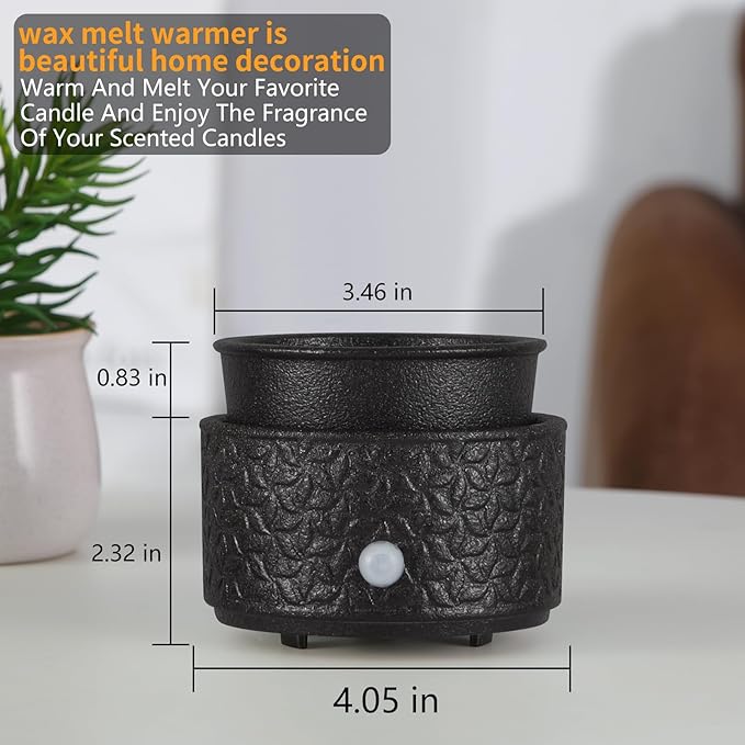 Electric Wax Melt Warmer 4-in-2 Candle Warmer for Scented Wax Melter Cute Ceramic Fragrance Wax Burner for Home Office Bedroom Deco Gift for Women Black