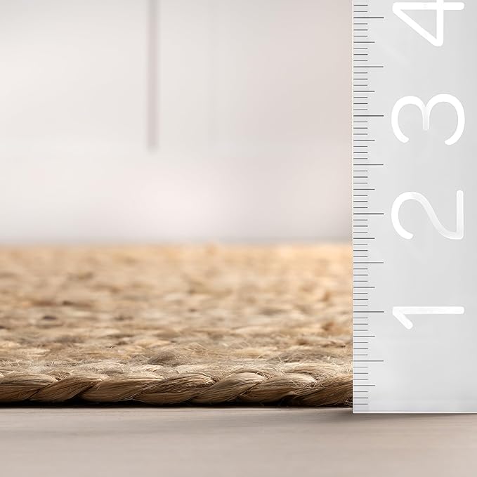 nuLOOM 2x16 Rigo Jute Hand Woven Area Rug, Natural, Solid Farmhouse Design, Natural Fiber, For Bedroom, Living Room, Dining Room, Hallway, Office, Kitchen, Entryway