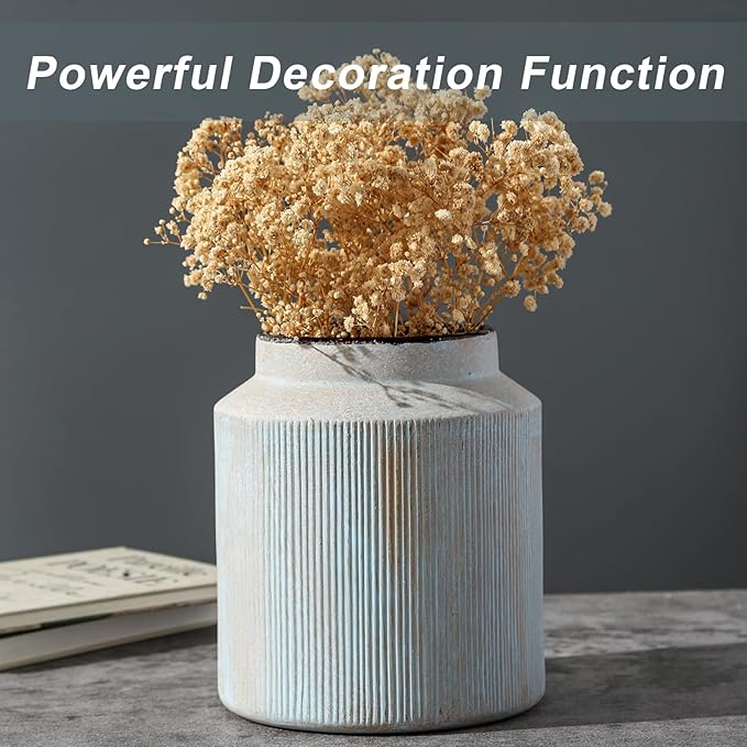 Farmhouse Vase for Home Decor, Vintage Rustic Terracotta Flower Vase Suitable for Home Decor, Living Room, Shelf, Dining Table. 7IN.Light Green