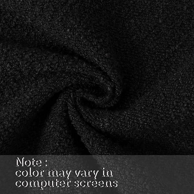 Jeneoo Black Decorative Square Thick Throw Pillow Covers Fine Textured Boucle Couch Cushion Case for Sofa Living Room Decor, Set of 1, 24 x 24 Inch