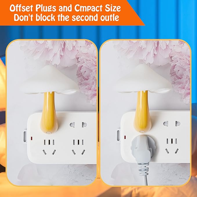 Honoson 4 Pieces Mushroom Night Light LED Night Light Plug in Lamp 7 Color Magic Mini Pretty Mushroom Shaped Lamp Adults(Yellow Light with White Cover)