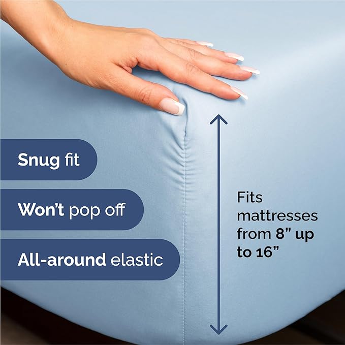 King Size 4 Piece Sheet Set - Comfy Breathable & Cooling Bed Sheets Set - Hotel Luxury Bedding for Women, Men, Kids, Teens, Boys & Girls - Deep Pockets, Soft and Wrinkle Free - Oeko-Tex - Light Blue