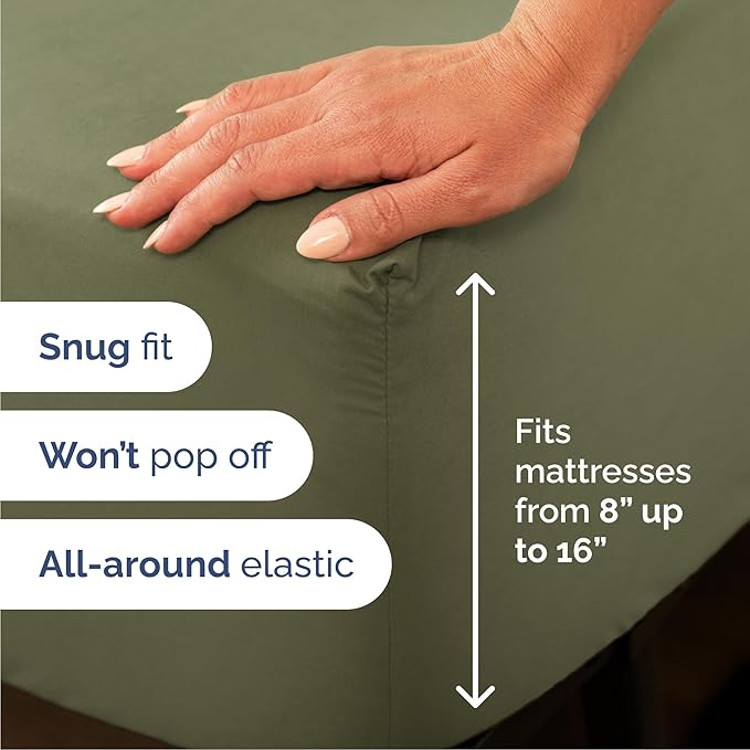 Cal King Size 4 Piece Sheet Set - Comfy Breathable & Cooling Bed Sheets Set - Hotel Luxury Bedding for Women, Men, Kids, Teens, Boys & Girls - Deep Pockets, Soft, Wrinkle Free - Oeko-Tex - Sage Green