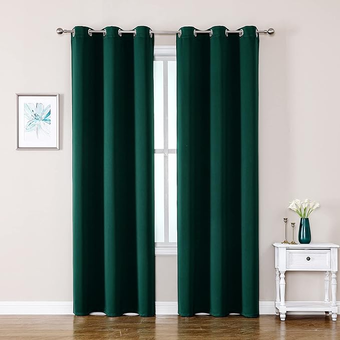 ChrisDowa Blackout Curtains 78 inches Long for Bedroom - 2 Panels Set Grommet Thermal Insulated Room Darkening Curtains for Living Room (Forest Green, 42 x 78 Inch)