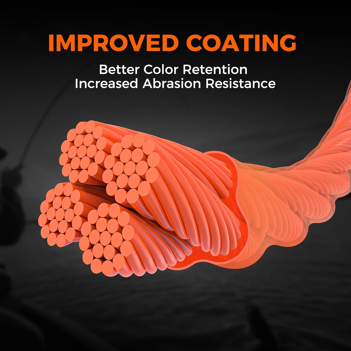 KastKing Destron Braided Fishing Line, Orange, 4 Stands, 20LB, 150Yds